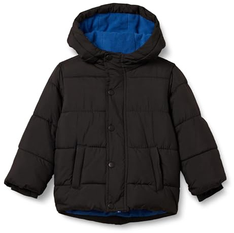 Amazon Essentials Boys' Heavyweight Hooded Puffer Jacket, Black, Large
