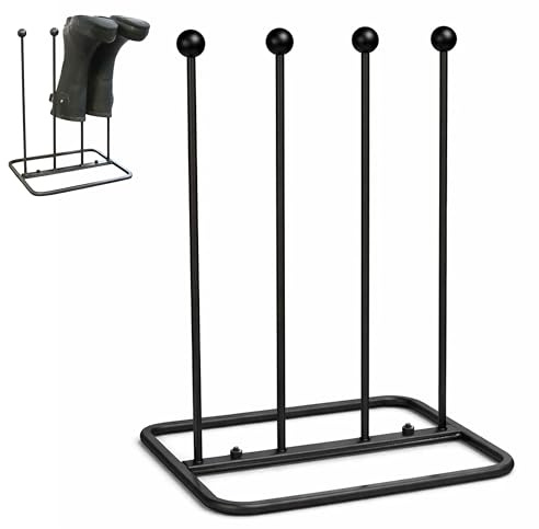 ARSUK Boot Rack Shoe Organizer for Tall Welly Boots - Free-Standing cowboy Boot Storage, Rain Boots Holder Stand, 10mm Thick Wrought Iron, Matt Black for Closet, Entryway, Garage (2 Pair)