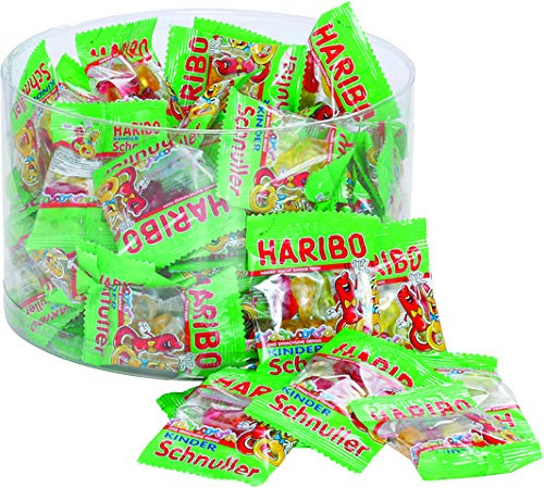 HARIBO Fruchtgummi KINDER Schnuller, Minibeutel, Klarsichtdose, 100 x 9,8 g (980 g)
