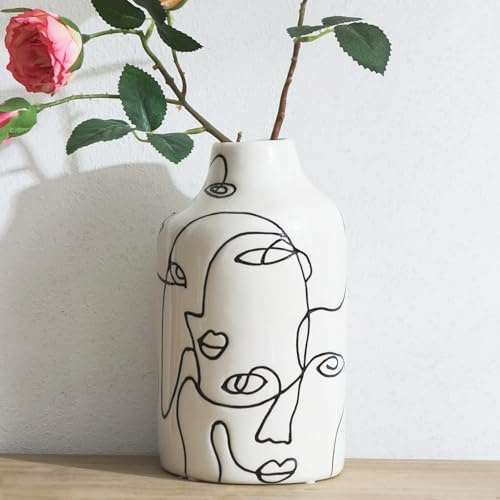 Kimdio Vase en céramique pour décoration d'intérieur, Vase à Fleurs au Design irrégulier Abstrait, décoration de Salon, vases décoratifs minimalistes pour Herbe de la Pampa