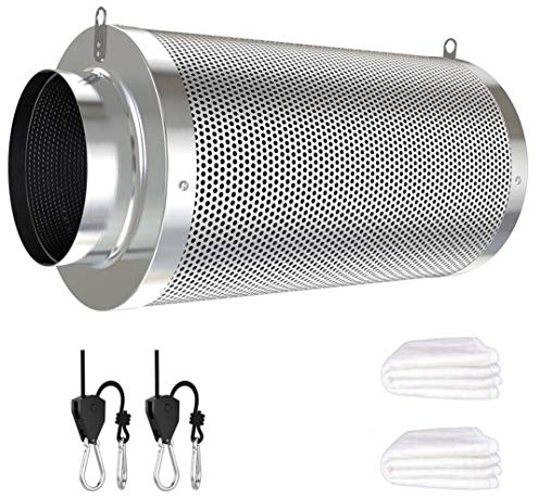 Vanleno 10,2 cm Kohlefilter Geruchskontrolle mit Australien Virgin Charcoal Zwei Vorfilter 1 Paar Seilaufhänger im Lieferumfang enthalten für Inline-Kanal-Ventilator, Wachstumszelt, Hydrokultur,