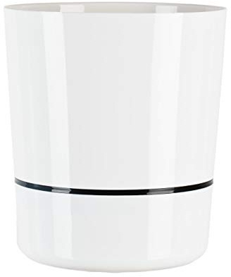 KADAX Pot de fleurs rond en deux parties pour fleurs, plantes, balcons, bac à fleurs moderne en plastique, pour l'intérieur et l'extérieur - Brillant - 25 cm - Blanc