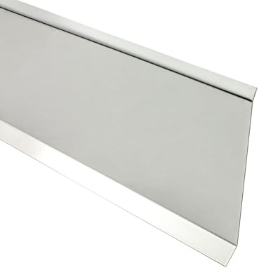 Sockelleiste Edelstahl Fußbodenleiste V2A 2,5m 80mm glänzend silber | Für saubere Wand-Boden-Übergänge und einen geschützten Sockelbereich, 80mm Leistenhöhe, 2,5m, V2A Edelstahl, glänzend, silber