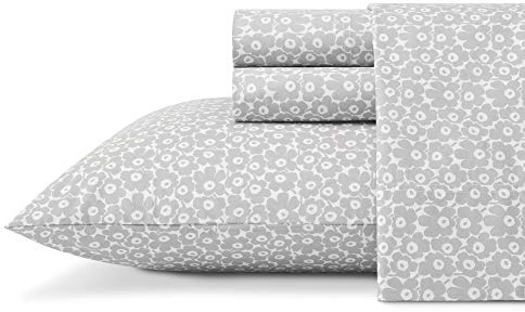 Marimekko - Bettwäsche-Set, Baumwollperkal-Bettwäsche-Set, knackig und cool, Heimdekoration (Pikkuinen Unikko Grey, Full)