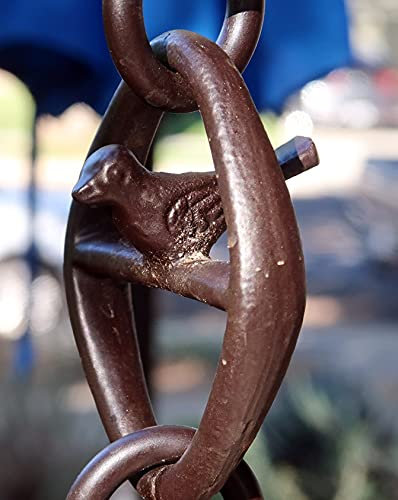 KAM Home RAIN Chain Bird Cage Bronze Link RainChain 8.5 FEET (Bronze) with Brass Bolt Gutter Adapter for Rain Chain Installa, Standard (BROWN, 8.5)