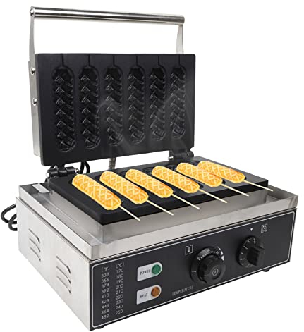 1500W Edelstahl Elektrische Waffeleisen Kommerzielles Waffelgerät Corn Dog Stiel Waffeleisen Waffel am Stiel Küchengeräte