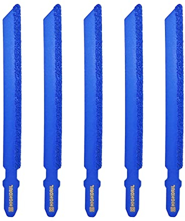 HIGHDRIL Diamant Stichsägeblatt 100mm – 5 Stück für gerade oder gebogene Schnitte Marmor Holz Kunststoff Glasfaser mit T-Schaft