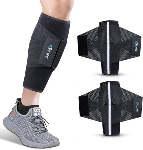 Soutien au Mollet Attelle de Soutien tibial Compression de Bande élastique pour Soulager la Douleur Causée par les Mollets Serrés,Crampes, les Déchirés,Convient aux Jambes Gauche et Droite(L/XL-2 pcs)