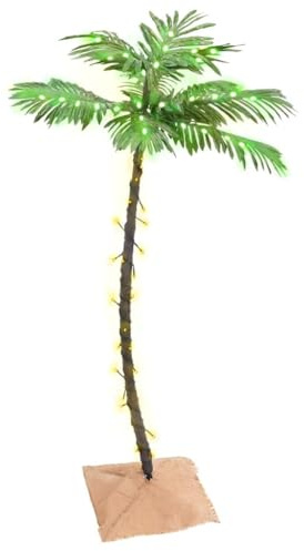 vidaXL Palmier à LED 72 LED Décoration de Fête Ornement de Vacances Décoration de Jardin Salle de Séjour Intérieur Blanc Chaud 120 cm