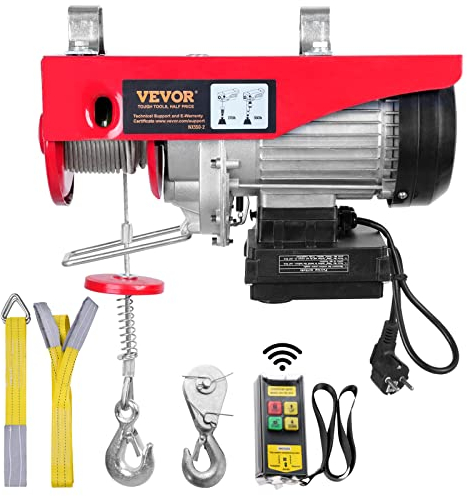 VEVOR Paranco a Leva Elettrico 510 W Carico Max. da 250 kg Motore Rame Puro con Telecomando Senza Filo Distanza da 10m, Paranco Elettrico a Leva per Sollevamento Carico Velocità 10 m/min Altezza 12m