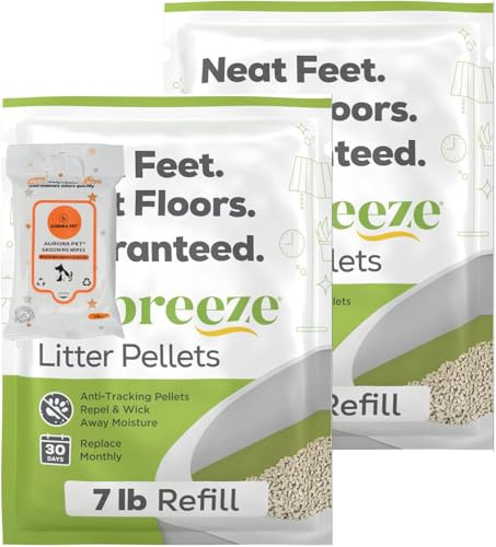 Aurora Pet Bundle (2-Pack) Multi-Cat Anti-Tracking Litter Pellets, 7 lb Refill + Pet Wipes