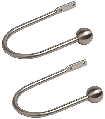 Harrison Drape Plain Ball Metal Curtain Holdbacks (Pair), Satin Steel