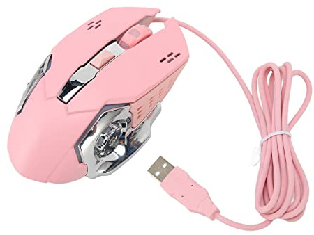 Jectse Gaming-Maus, USB, Optisch, Kabelgebunden, 4 Einstellbare DPI 3600, RGB-Hintergrundbeleuchtung, Leises Klicken, Ergonomische -Maus, für Win 7 8 10 XP (PINK)