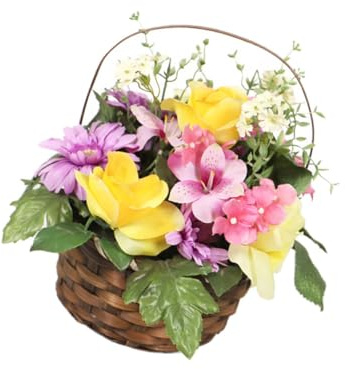 Cabilock 1 Pc Flor Artificial Decoración De Mimbre Adornos De Flores Arreglo Floral En Florero Margarita Artificial En Maceta Cesta De Flores De Ratán Familiar De Madera Canasta De Plantas
