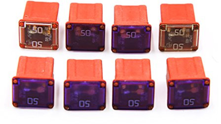 Schützende Verdrahtung 8 Stück rote Auto-Push-in-Buchse, PAL-Patrone, Mini-Sicherung, DC 32 V, 50 A