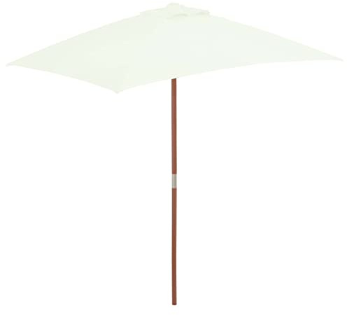 Rantry Casa Ombrellone da Esterni con Palo in Legno 150x200 cm Sabbia, Ombrellone da Giardino Spiaggia, Pesca Esterno Antivento Portabile per Balcone Terrazzo Esterno Piscina Casa Mobili
