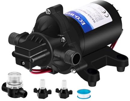 ECO-Worthy 33-Series 12V RV Fresh Water Diaphragm Pump Quiet 4.0GPM 45PSI 12 Volt DC Self Priming Pressure Pump On Demand for Camper Boat Marine Washdown Sprayer Outdoor Shower