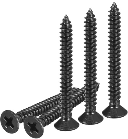 DTGN 25Pcs #8x1-1/2 Flat Head Wood Screws, 304 Stainless Steel Phillips Self Tapping Screws - Good for Woodworking, Furniture - Black