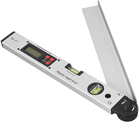 Transportador eléctrico LCD de nivel de ángulo digital de 16 pulgadas y 225 grados con burbujas horizontales de nivel vertical, aleación de aluminio, medidor de ángulo de carpintería