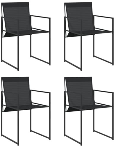 vidaXL Gartenstühle 4 STK. Schwarz Stahl und Textilene, Außenstuhl, Terrassenstuhl, Outdoor Essstuhl, Outdoor Stuhl, Garten Essstuhl
