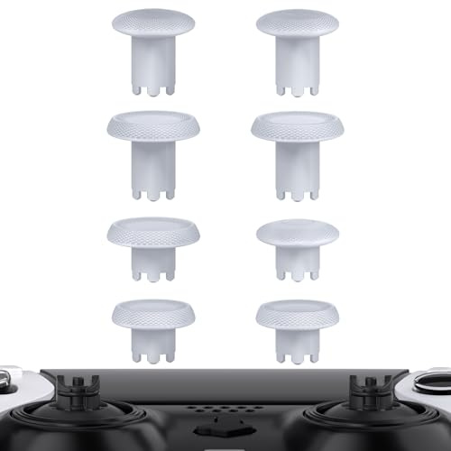 eXtremeRate ThumbsGear Joysticks Intercambiables para ps5 Edge Palanca Analógico de Repuesto Thumb Sticks para ps5 Edge Mando-4 Alturas 3 Superficies de Agarre - Sin Base de Thumbstick(Blanco)