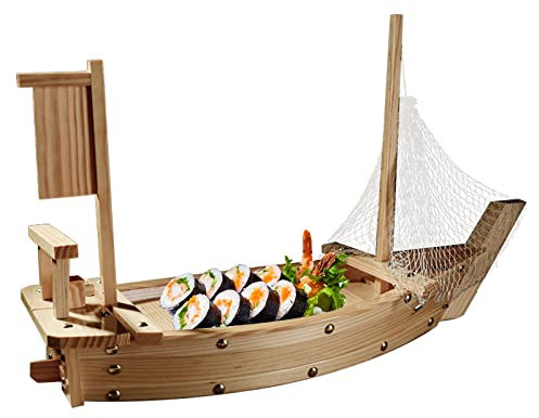 Plato de madera con forma de barco de sushi: elegante bandeja de sashimi para uso doméstico o restaurante (100 cm)