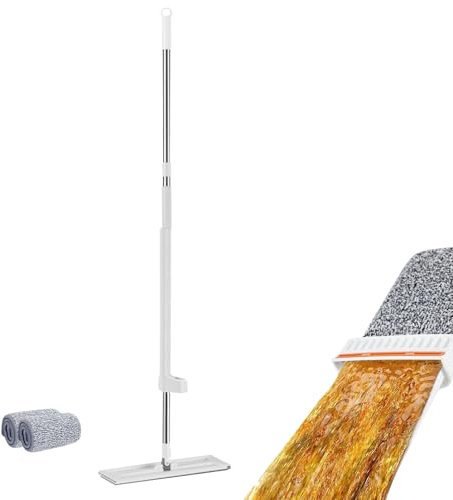 Automatic Spin Mop - Flat Microfiber Mop with Automatic Spinner, Stainless Steel Handle | Washable Wet & Dry Mop Pads Floor Cleaner