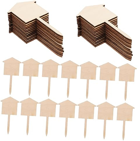YARNOW Etiquetas De Madera Para Plantas Insertos Parterres Artículos Jardinería 50 Unidades