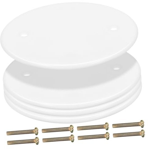 HOMSFOU 4Pcs Round Ceiling Blank Up Cover Plate Electrical Cover for Ceiling Wall Plate for Plug Socket Blanking Durable Round Wall Cover Easy Installation