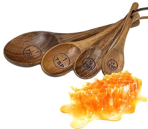 Cuillères doseuses en bois, verre doseur et cuillère, pelle en bois | Grains de café, sucre, épices salées, accessoires de mesure du miel, le bois d'acacia offre une alternative idéale