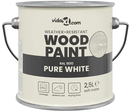 vidaXL Vernice per legno Bianco 16,5 x 16,5 x 16 cm Stampa da parete, Vernice resistente per esterni, impermeabile, asciuga veloce, basso odore, soluzione per pittura efficace
