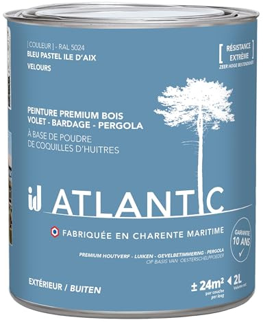 Peinture bois extérieurs - RAL 5024 Bleu pastel Ile d'Aix - 2L - ATLANTIC