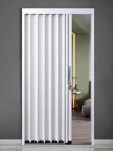 Portes coulissantes de placard – Séparateurs de pièce en aluminium pour porte et douche de salle de bain, design accordéon multi-plis avec kit de matériel, 157,5 x 203,2 cm