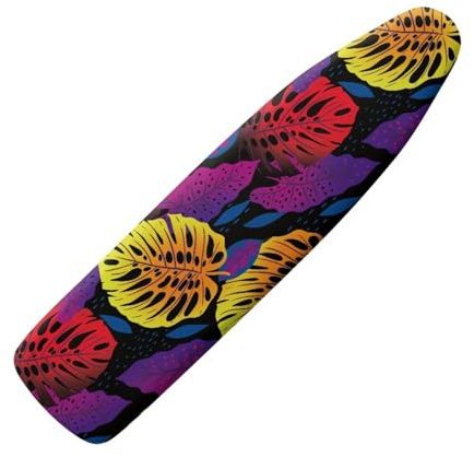 Copriasse da Stiro Grande 111x 36 Giallo Viola Pratico Imbottito Sistema a Cordino Lavabile Resistente al Calore per una Facile Stiratura - Panno Protettivo