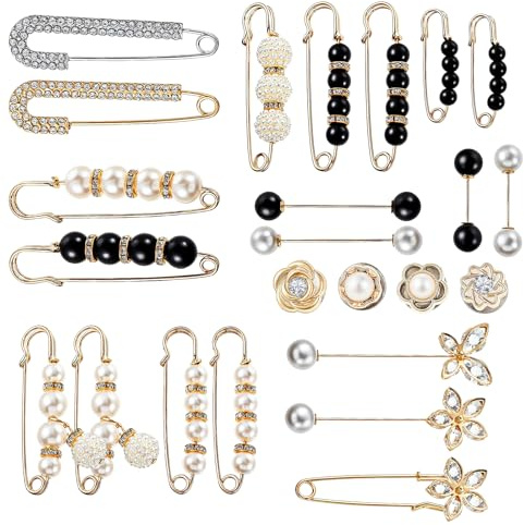 24 Stück Brosche Damen Multi Stile Sicherheitsnadeln Kleidung Perlen Strass Broschennadeln Vintage Sicherheitsnadel Broschen & Anstecknadeln Pullover Schal Clip Für Jean Hosen Kleid Rock Hut