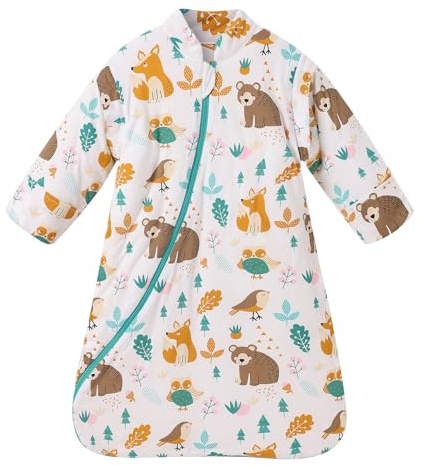 Odizli Schlafsack Baby 2.5 TOG Neugeborene Erstausstattung Mädchen Jungen Herbst Winter Warm Baumwolle Strampler Overall Babyschlafsack Winterschlafsack Schlummersack Braun Bär 0-8 Monate