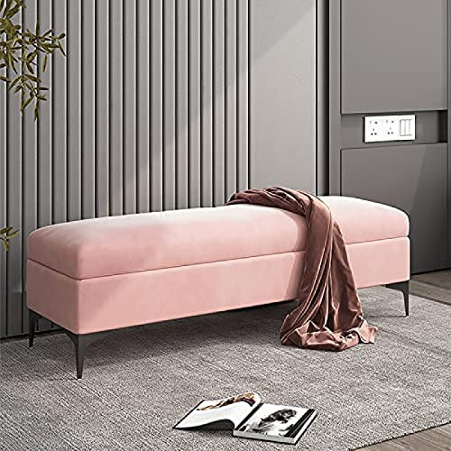 Cassapanca imbottita in velluto di alta qualità, elegante, colore rosa, per camera da letto, 100 x 40 x 43 cm, perfetta per la decorazione della casa e nization.