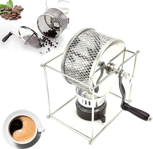 Torréfacteur et moulin à café manuels en acier inoxydable, rouleaux en acier inoxydable de qualité alimentaire, actionnés à la manivelle pour les amateurs de café DIY et les moments de qualité
