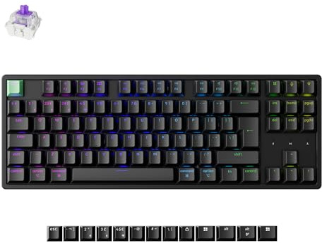 Keychron K8 HE TKL Wireless Mechanical Keyboard, Hot Swappable Hall Effect Magnetic Linear Switches 2.4 GHz/Bluetooth/Wired QMK/Launcher Custom RGB Backlit for Mac Windows Linux - All Black UK Layout