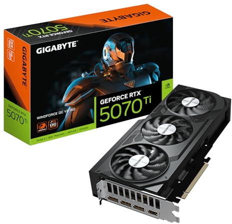 Gigabyte GeForce RTX 5070 Ti WINDFORCE OC V2 16G Graphics Card - 16GB GDDR6, 256bit, PCI-E 5.0, 2497 MHz Core Clock, 3 x DisplayPort, 1 x HDMI, GV-N507TWF3OCV2-16GD