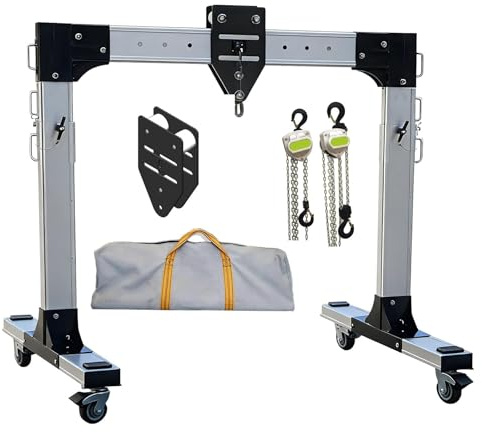 Aniwini Portable Aluminum Gantry Crane, Maximum Rated Load 2000KG/4409LBS- Beam Height 8.7~13.6 FT Length 9~14 FT, Mobile Gantry Crane 1000kg/2204 lb S