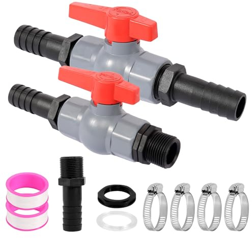 AOROPS Kugelhahn mit Schlauchverbinder, 1 Zoll 25mm Pool Kugelhahn PVC Absperrhahn, Absperrventil mit Schlauchtüllen Kugelventil für Schläuche Pool Teichbau