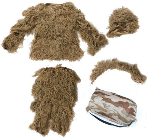 Ameble Traje Ghillie para Hombre, Disfraz de Camuflaje 3D para arbustos, Transpirable y Ligero. Trajes Ghillie para Caza, Airsoft y Supervivencia al Aire Libre. Estilo 2. Disfraz para arbustos, Traje