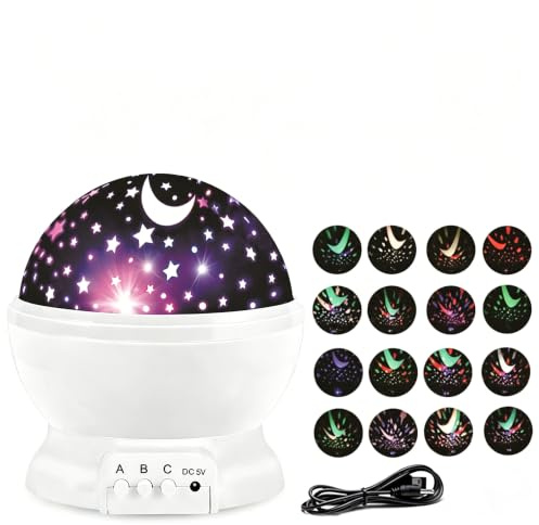 HATFRYF Starry Sky Lamp, Star Projector, Night Light Room Decor, Dimmable+Remote Star Projector, 360° Rotate Night Light, Night Lights Projectors, Birthday Gift (White)