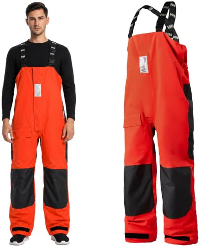 Navis Marine segelbyxor män vattentäta – robusta 2-lagers hängselbyxor, Alertrot, 3XL