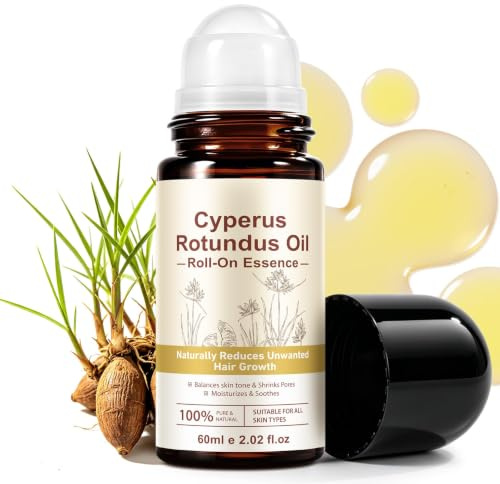 Cyperus Rotundus Oil, Natural Cyperus Rotundus Oil for Hair Removal, Soothes Skin & Minimizes Pores, Cypress-Rotundus-Oil Roll On with Rose Quartz, Targeted Post-Hair Removal Care (1 Pack)