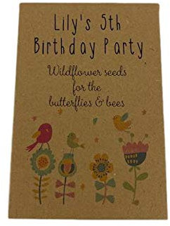 Party Bag fillers for Kids - Personalised Birthday Wildflower Seed Packets x 10 - Eco Plastic Free – Children’s Goody Loot Swag Favour Prizes – Contains UK Seeds, Party Prizes & Eco Gifts