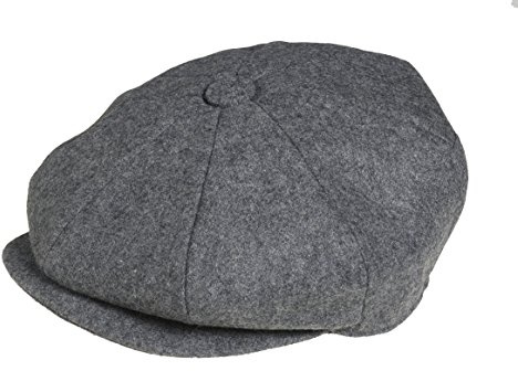 Peaky Blinders Tellermütze, „Newsboy“-Stil, Wolle, 8 Stoffstücke Gr. XX-Large, grau