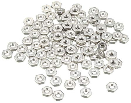 uxcell Hex Nuts, 2#-56 Fine Thread Hexagon Nut, Stainless Steel 304, Pack of 100