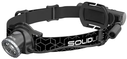 Solidline SH6R, Super Bright LED Headlamp, Focusable, Rechargeable, 600 Lumens, 300 Metre Beam Range, 50 Hours Lighting Time, Includes Battery, Floating Charge System and USB Cable, Pack of 1